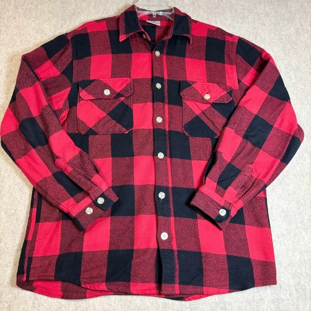 Rothco‎ Flannel Shirt Mens Medium Red Black Cotton Buffalo Plaid Outdoor Classic